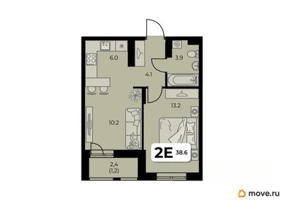 2-комн. квартира, 38.6 м&sup2;