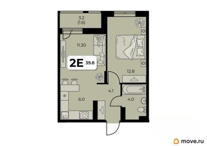 2-комн. квартира, 39.8 м&sup2;
