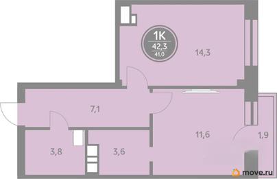 1-комн. квартира, 41 м&sup2;