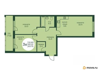 3-комн. квартира, 63 м&sup2;
