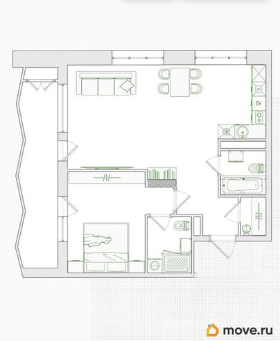 2-комн. квартира, 62.7 м&sup2;