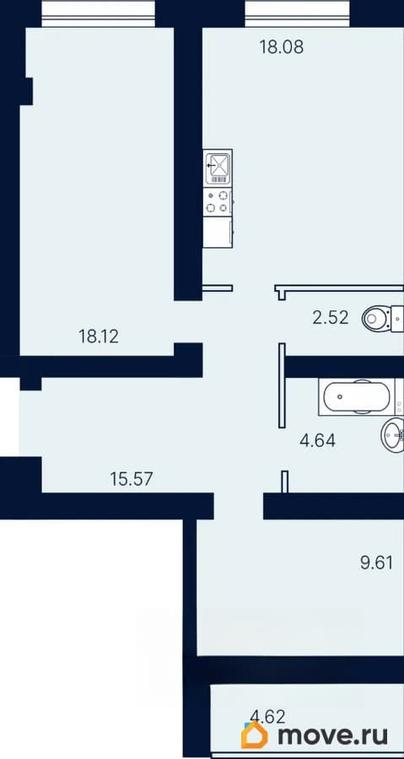 2-комн. квартира, 73.16 м&sup2;