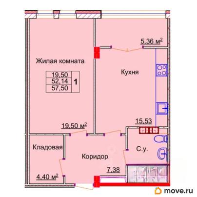 1-комн. квартира, 57.5 м&sup2;