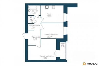 2-комн. квартира, 59.36 м&sup2;