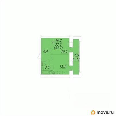1-комн. квартира, 35.7 м&sup2;