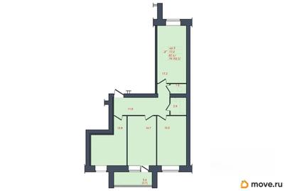 3-комн. квартира, 79.7 м&sup2;