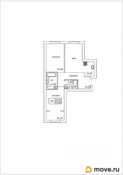 3-комн. квартира, 69.69 м&sup2;