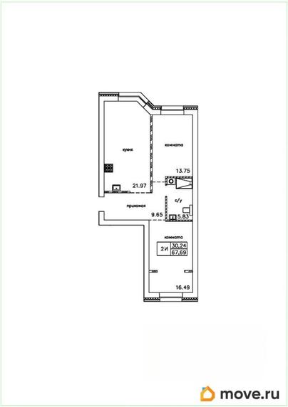 3-комн. квартира, 67.69 м&sup2;