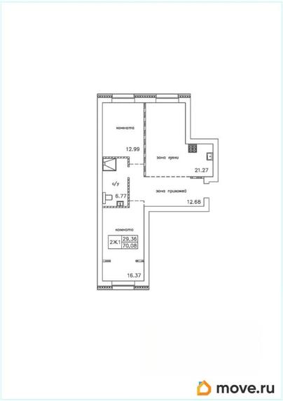 3-комн. квартира, 70.08 м&sup2;