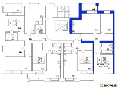 2-комн. квартира, 70.6 м&sup2;