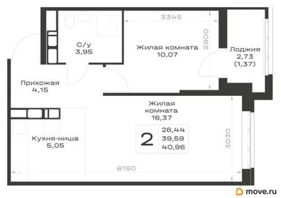 1-комн. квартира, 40.96 м&sup2;