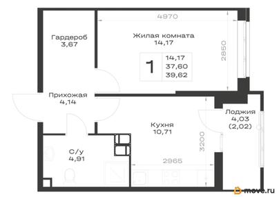 1-комн. квартира, 39.62 м&sup2;
