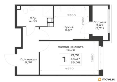 1-комн. квартира, 36.08 м&sup2;
