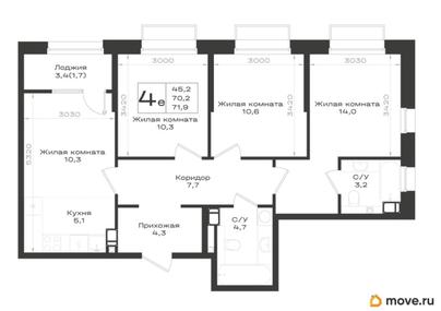 4-комн. квартира, 71.9 м&sup2;