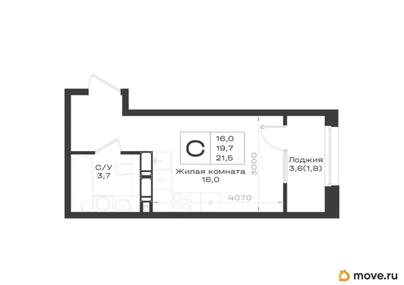 студия, 21.5 м&sup2;
