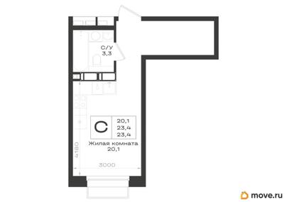 студия, 23.4 м&sup2;