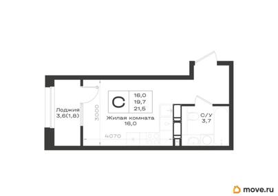 студия, 21.5 м&sup2;