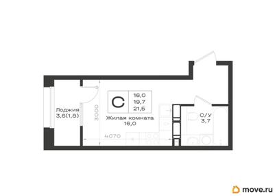 студия, 21.5 м&sup2;
