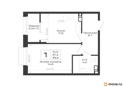 1-комн. квартира, 38.9 м&sup2;