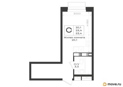 студия, 23.4 м&sup2;