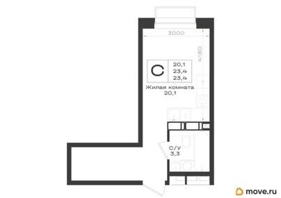 студия, 23.4 м&sup2;