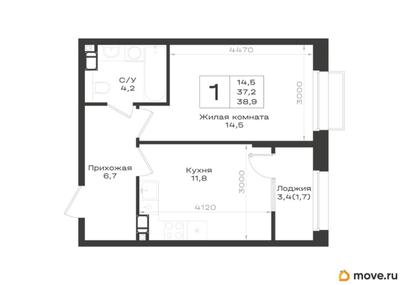 1-комн. квартира, 38.9 м&sup2;
