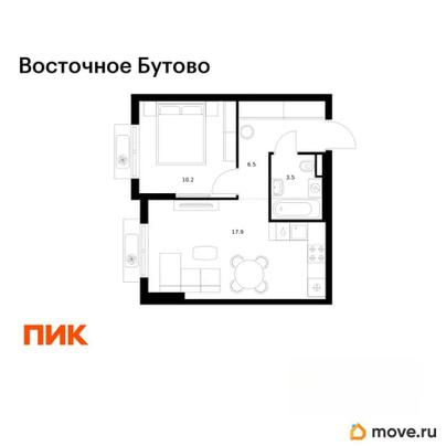 1-комн. квартира, 38.1 м&sup2;