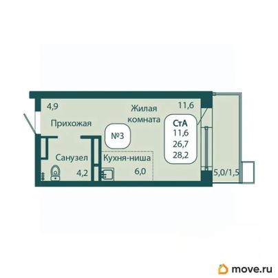 студия, 28.2 м&sup2;
