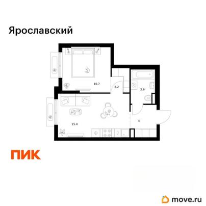1-комн. квартира, 36.2 м&sup2;