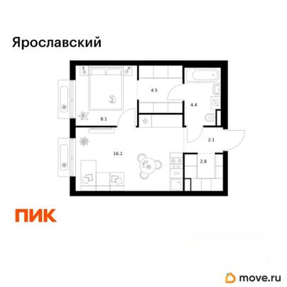 1-комн. квартира, 38 м&sup2;