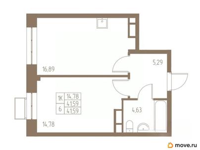 1-комн. квартира, 41.59 м&sup2;