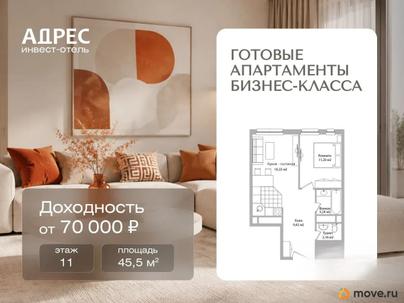 2-комн. апартаменты, 45.5 м&sup2;