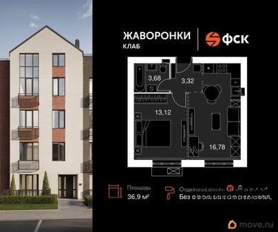 2-комн. квартира, 36.9 м&sup2;