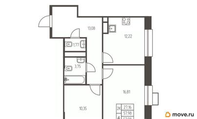2-комн. квартира, 58 м&sup2;