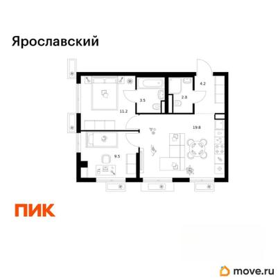 2-комн. квартира, 51 м&sup2;