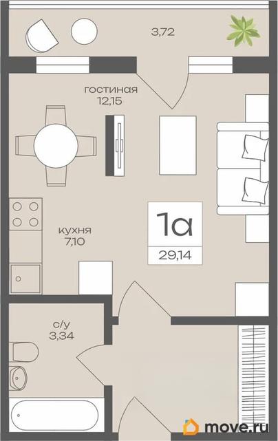 студия, 29.14 м&sup2;