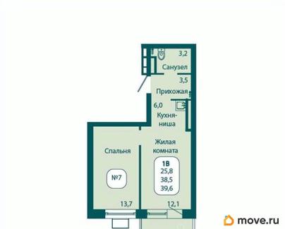 1-комн. квартира, 39.6 м&sup2;