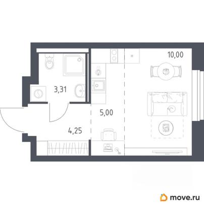 студия, 22.56 м&sup2;