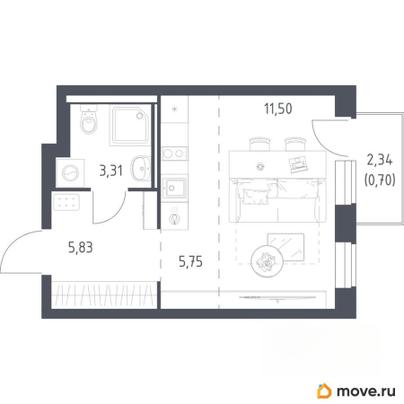 студия, 27.09 м&sup2;