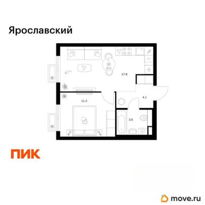 1-комн. квартира, 36.7 м&sup2;