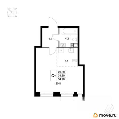 студия, 34.2 м&sup2;