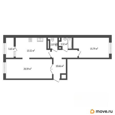 2-комн. квартира, 71.34 м&sup2;