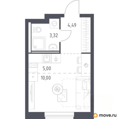 студия, 22.81 м&sup2;