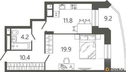 1-комн. квартира, 49.1 м&sup2;