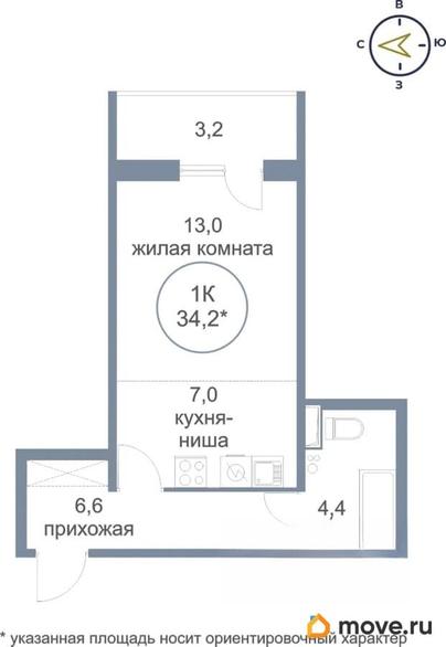 1-комн. квартира, 35.3 м&sup2;