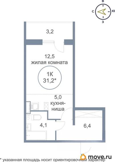 1-комн. квартира, 32.2 м&sup2;