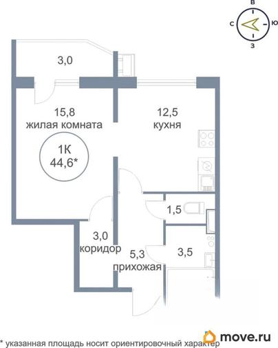1-комн. квартира, 46 м&sup2;
