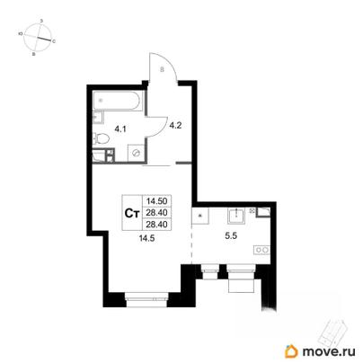 студия, 28.4 м&sup2;