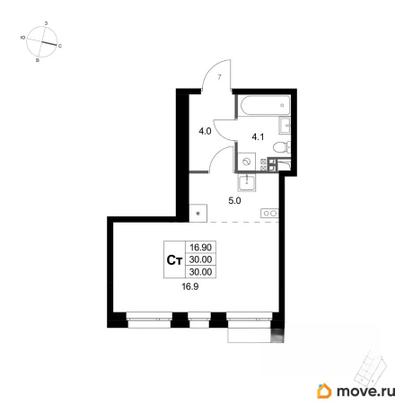 студия, 30 м&sup2;