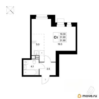 студия, 31.9 м&sup2;